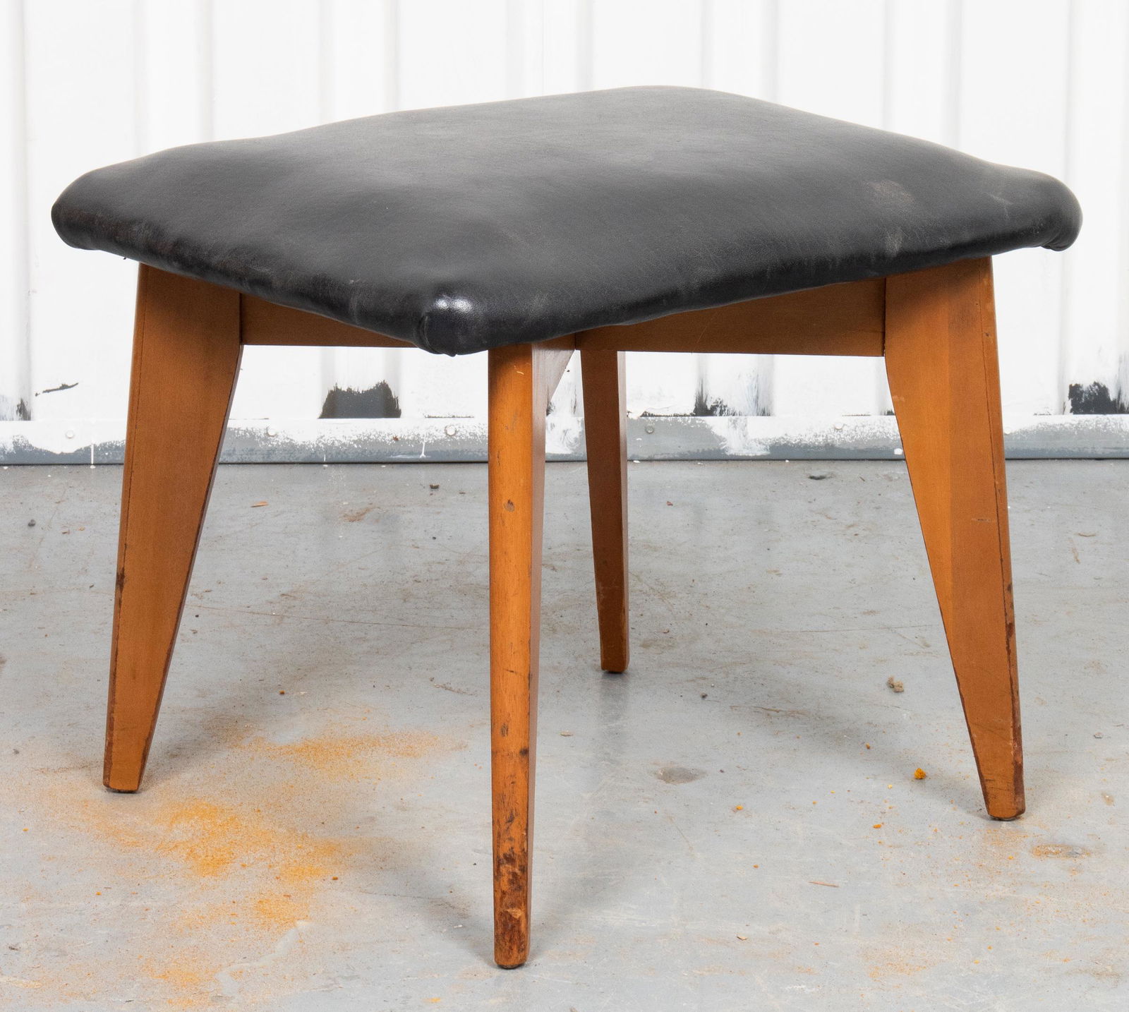 Modern Teak And Leather Ottoman (1 of 4)