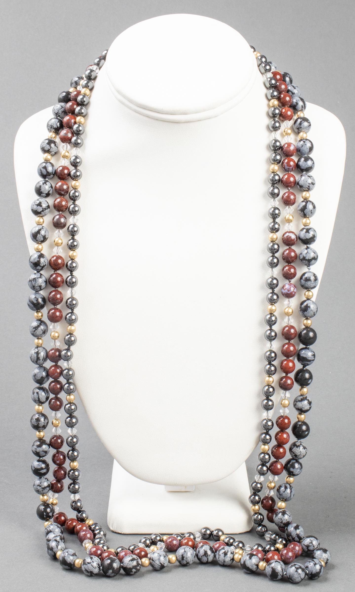 Hardstone, Crystal & Sterling 3-Strand Necklace (1 of 4)