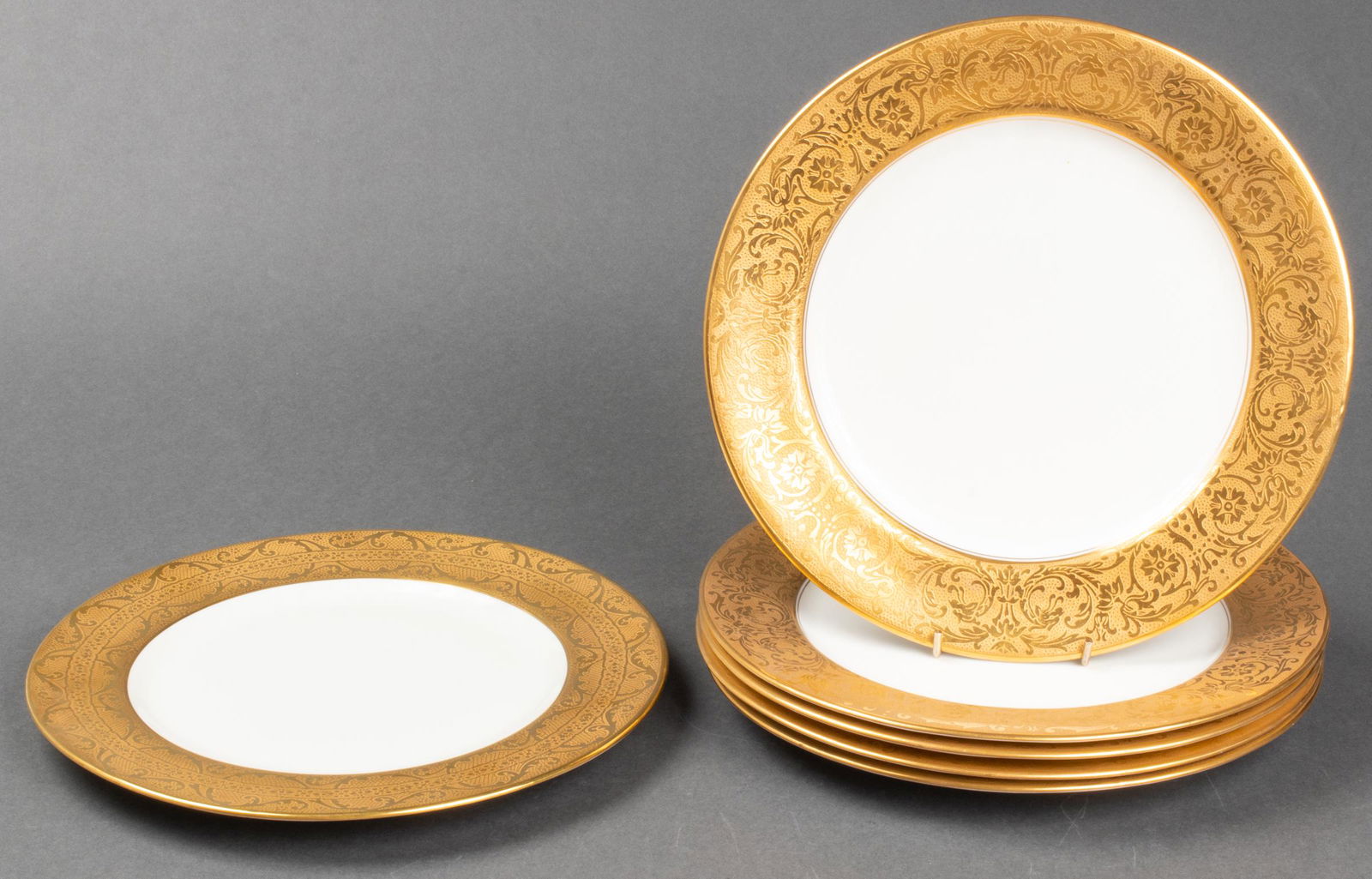 Assembled Group Of Gilt Rimmed Dinner Plates, 6 (1 of 6)