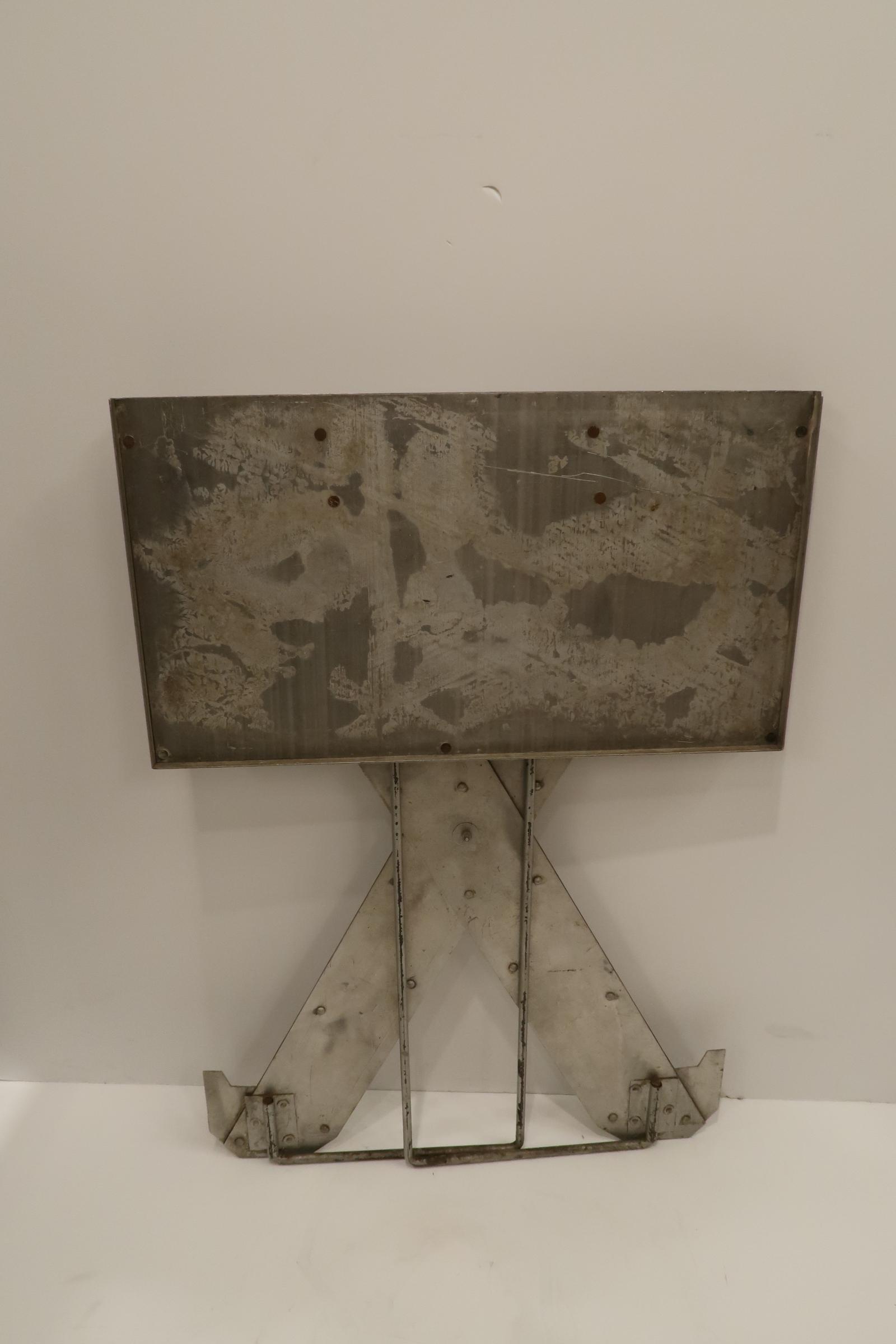 Mid-Century Magician Folding Aluminum Stage Tables: Pair of magician apparatus folding aluminium, metal, and brass stage tables, circa 1950s. 32.5" H x 23" W x 13" D.