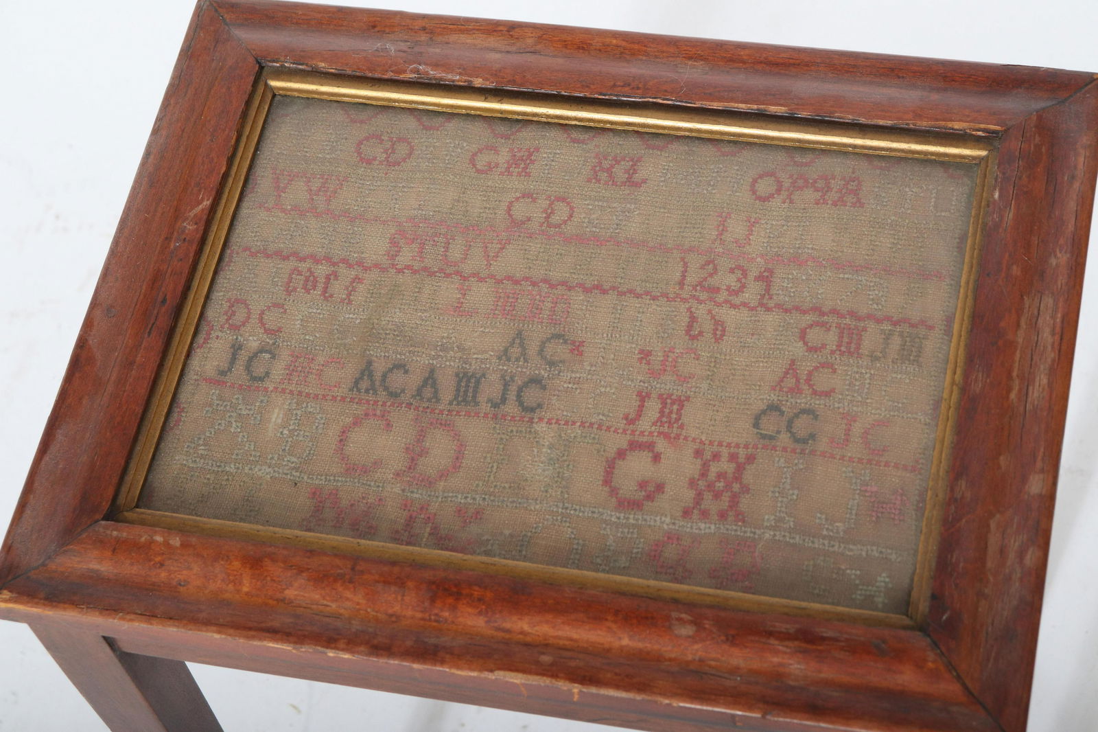 Antique Needlework Sampler Converted to Table (1 of 4)