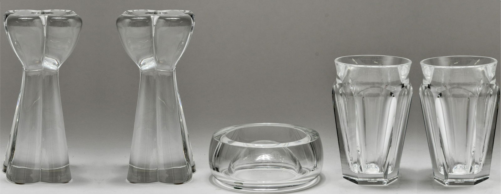 Baccarat Colorless Crystal Vessels, Group of 5 (1 of 2)