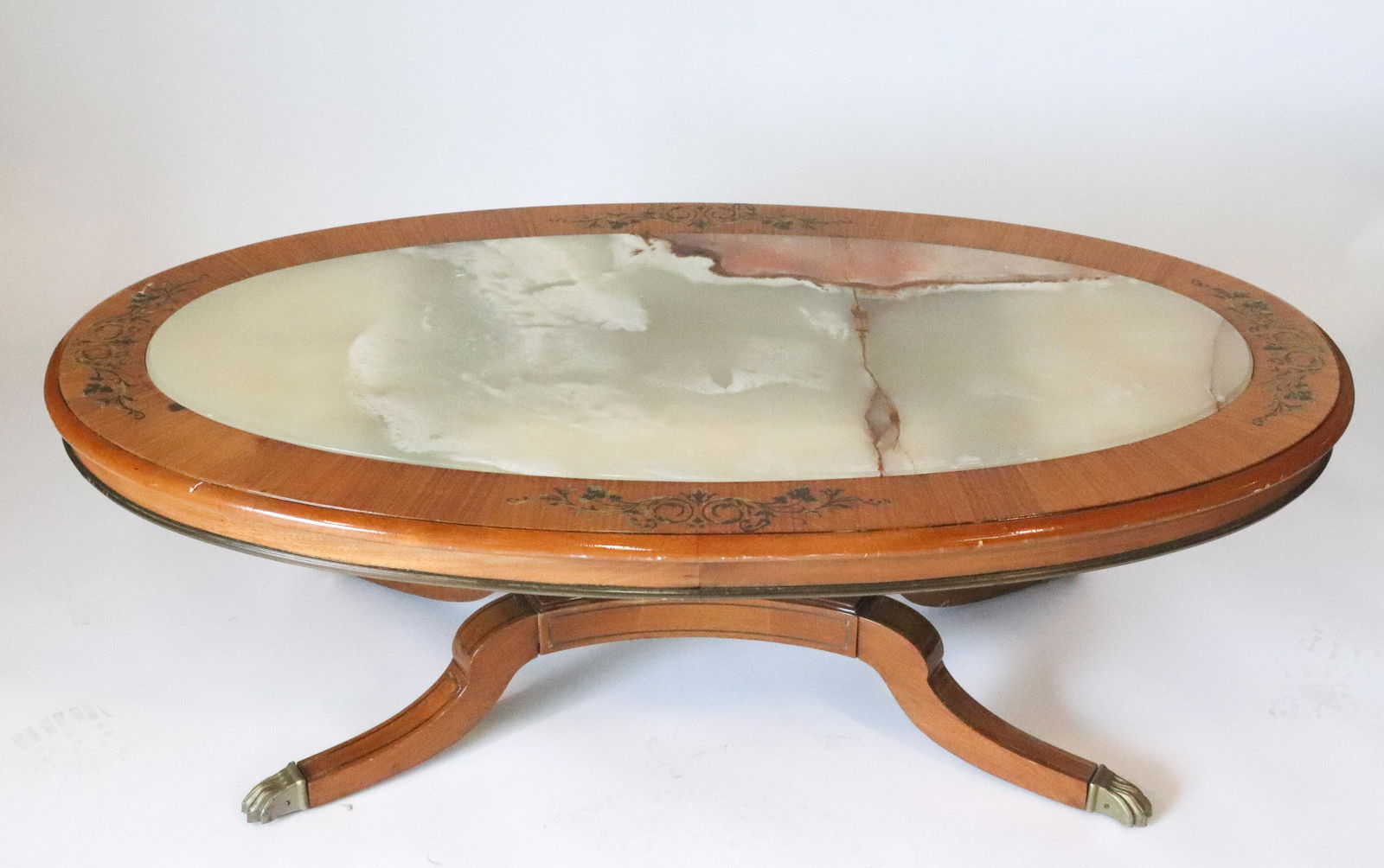 Edwardian Manner Painted Pine And Onyx Low Table (1 of 4)