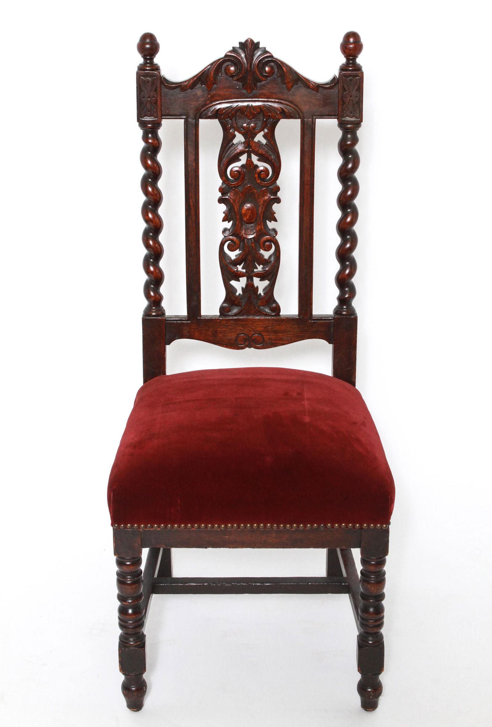 Jacobean English Carved and Turned Wood Side Chair (1 of 6)