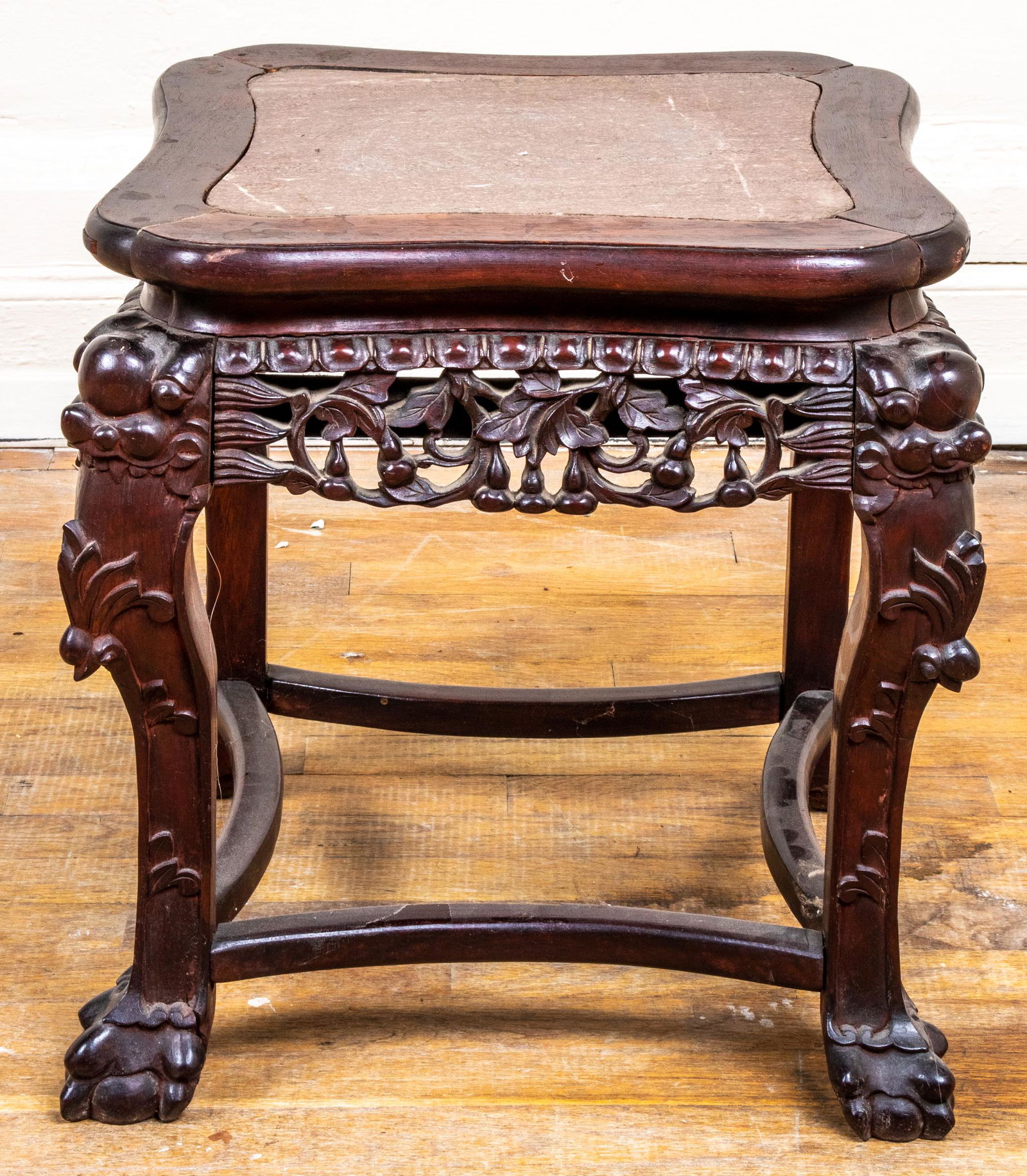Chinese Carved Hardwood And Marble Table (1 of 6)