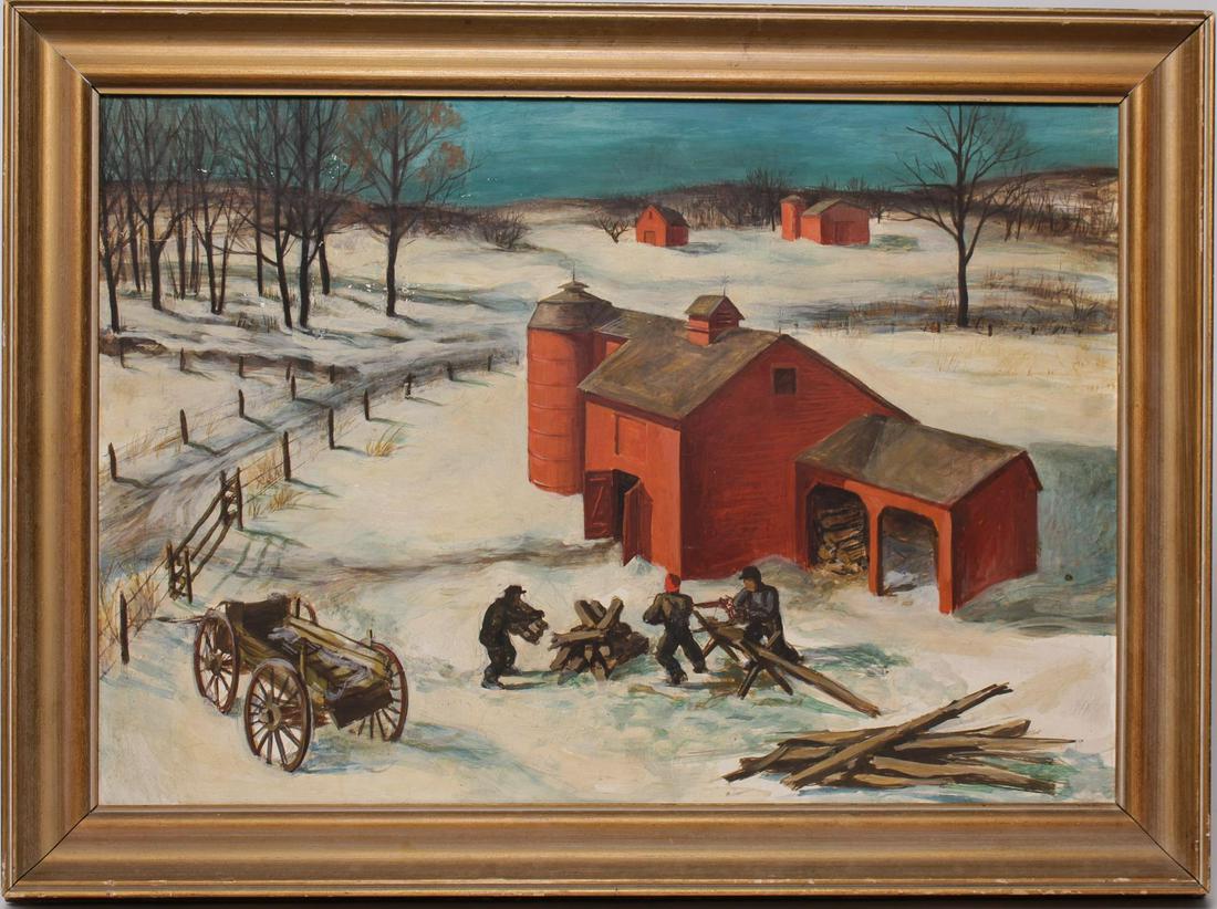 Sally Haley Winter Scene Oil on Masonite (1 of 4)