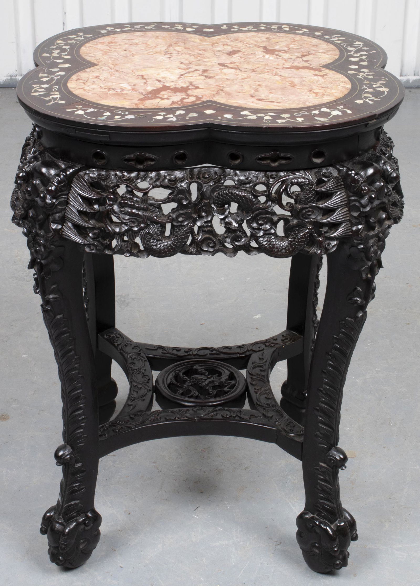 Chinese Carved Hardwood and Marble Table (1 of 12)