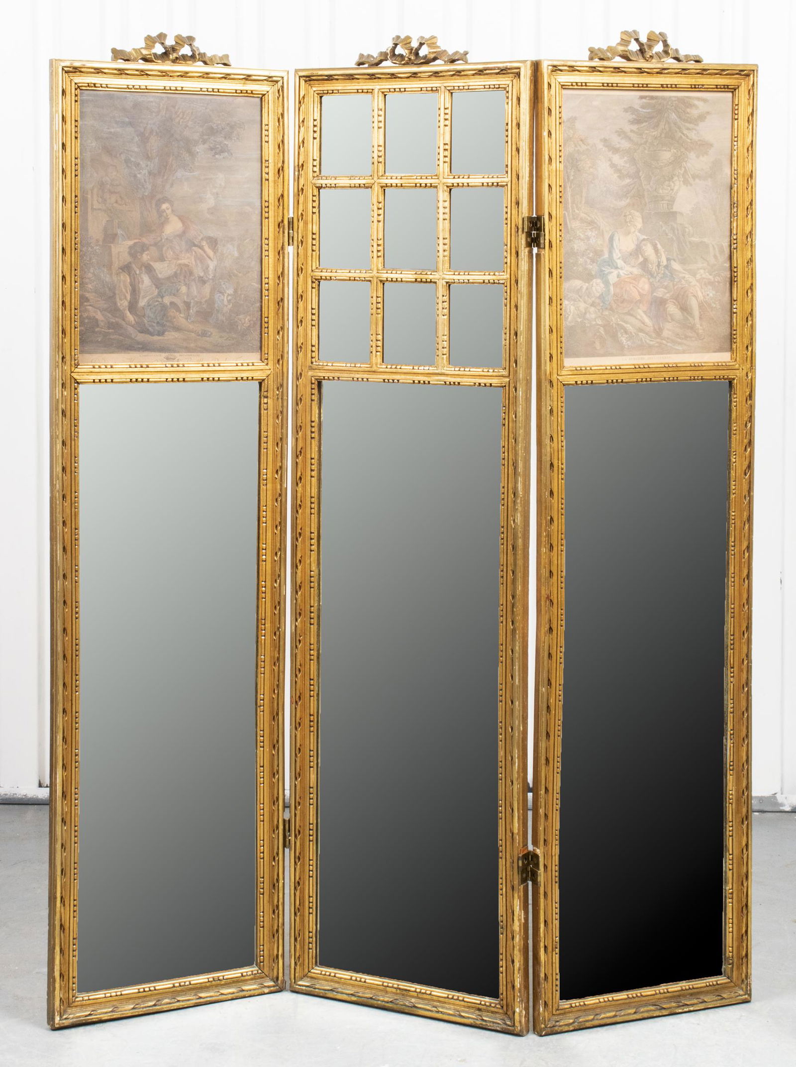 Louis XVI Style Giltwood Three Panel Floor Screen (1 of 11)