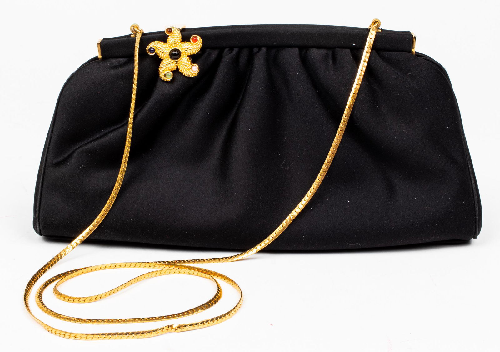 Judith Leiber Black Satin Handbag (1 of 8)
