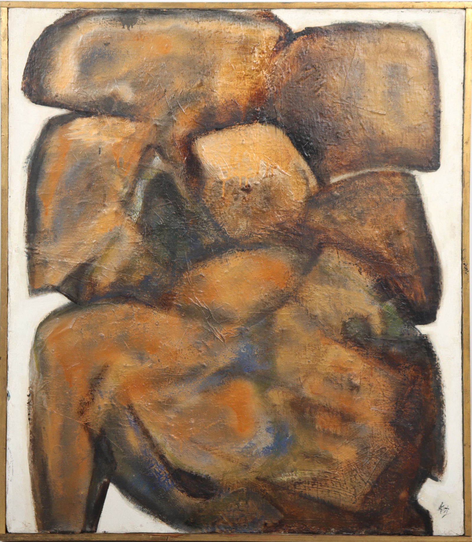 Signed Katz "Golden Torso" Abstract Oil on Canvas (1 of 4)