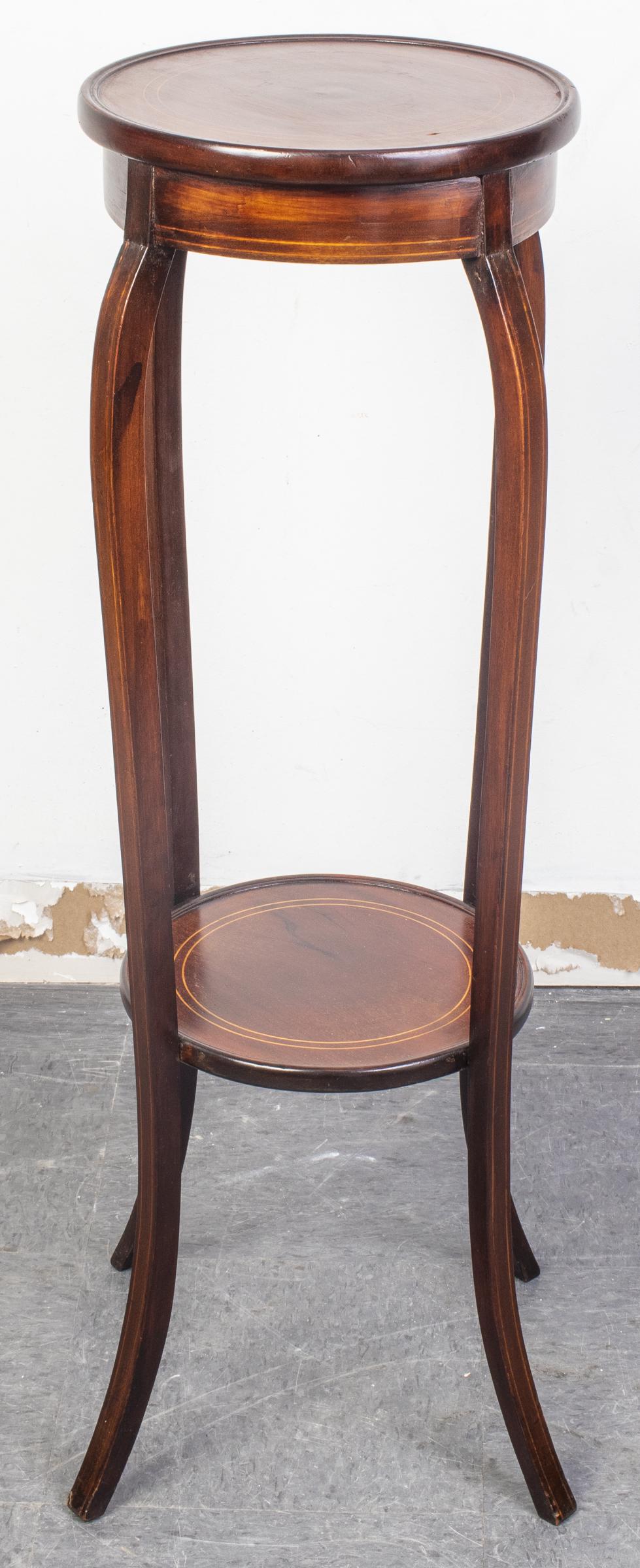 Mahogany Inlaid Two Tier Plant Stand (1 of 5)