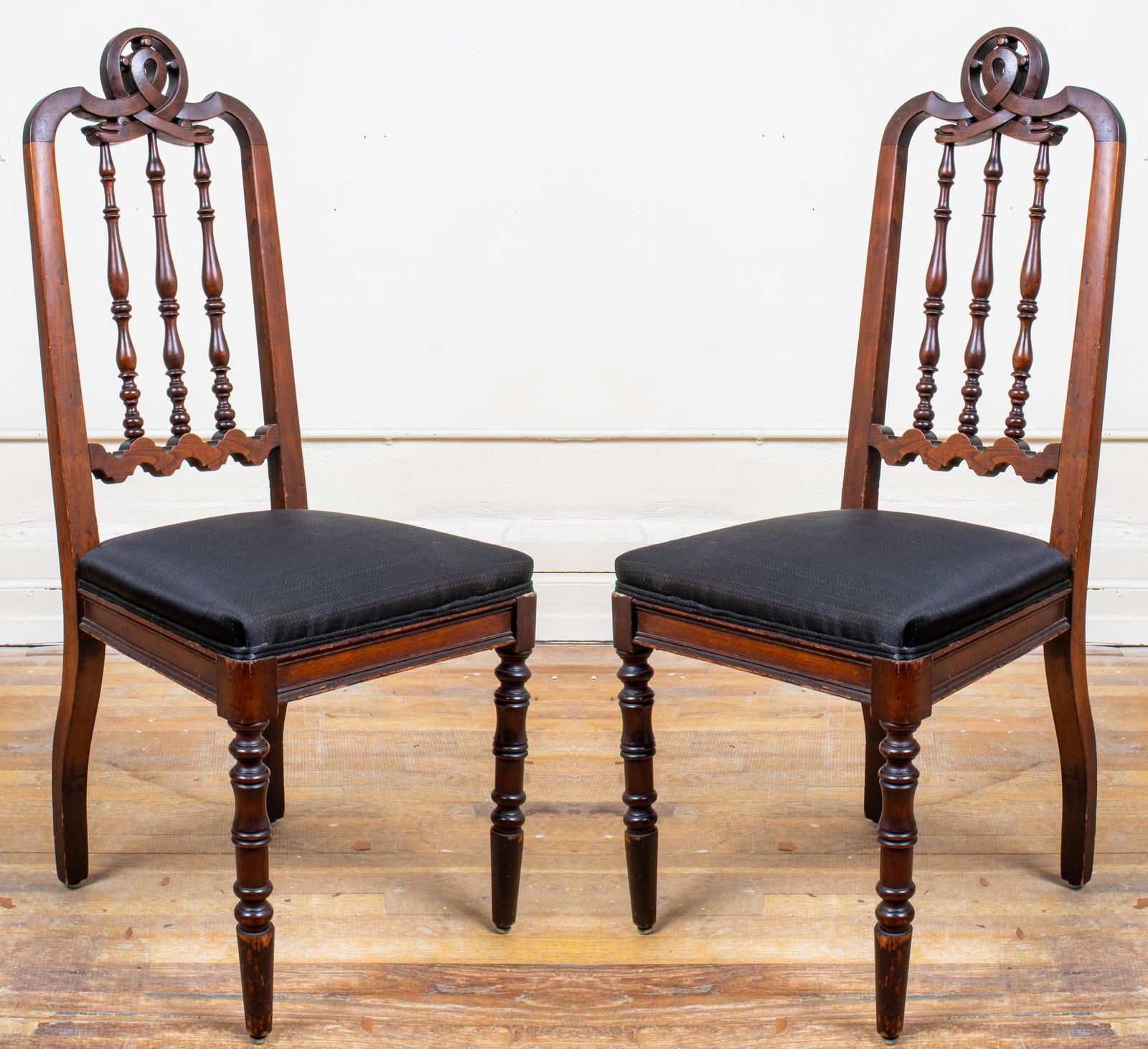 Carved Oak Side Chairs with Dolphin Crests, Pair (1 of 9)