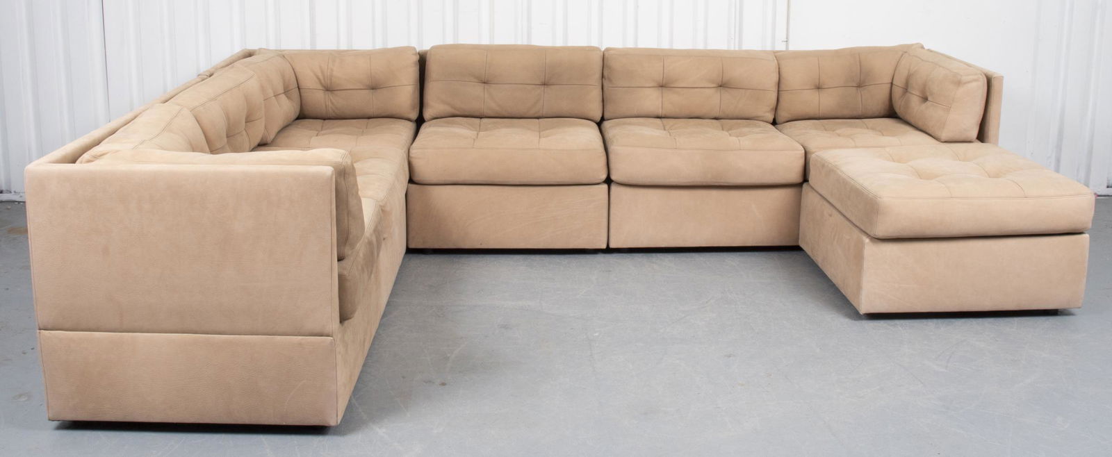 Modern Leather Sectional Sofa & Ottoman (1 of 9)