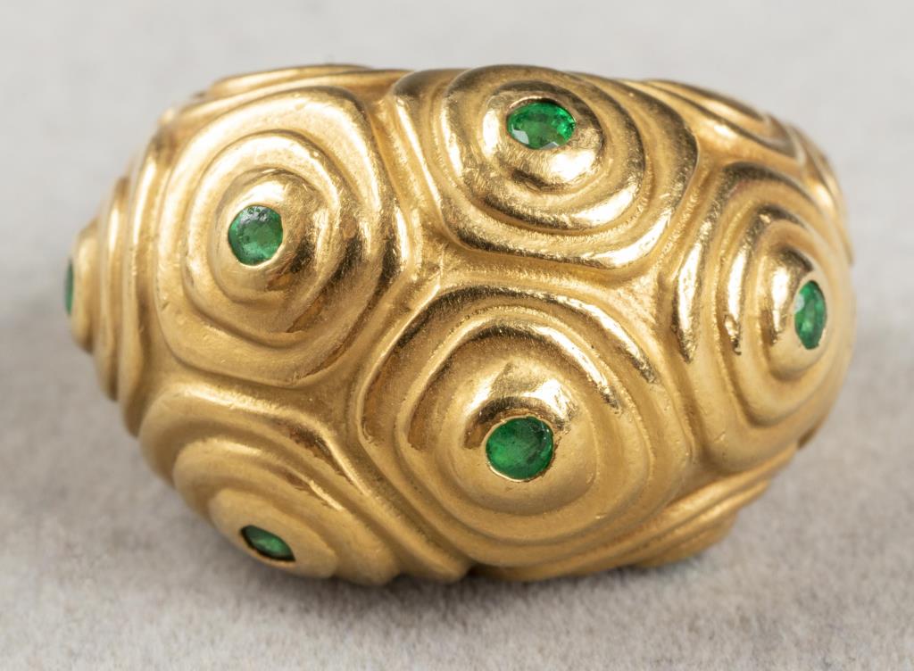 Angela Cummings 18K Yellow Gold Emerald Dome Ring (1 of 7)