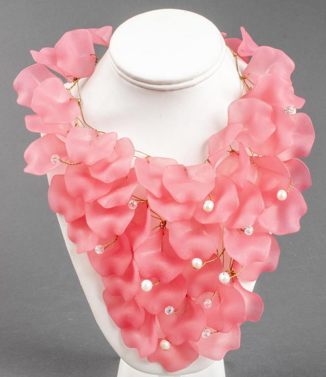 Vilaiwan "Pink Petals" Designer Bib Necklace (1 of 5)