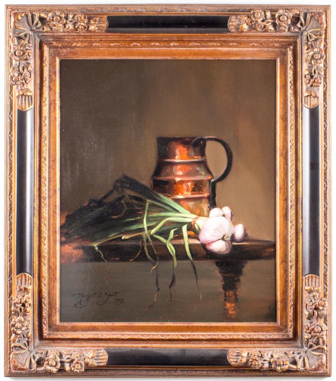 Margret E. Short "Copper & Onions" Still Life Oil (1 of 8)