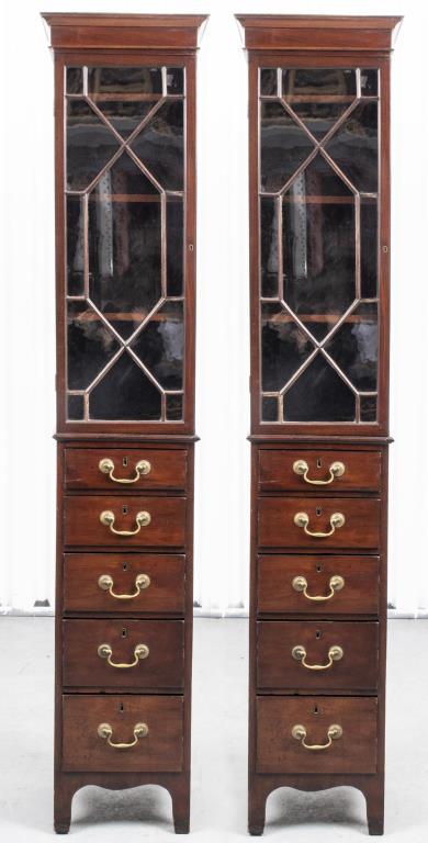 Georgian Style Mahogany Bookcases, Pair (1 of 6)