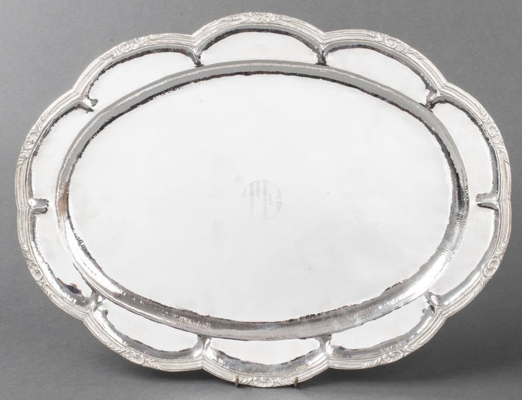 Mexican Hammered Silver Serving Tray (1 of 5)