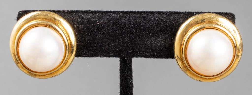 Tiffany & Co. 18K Yellow Gold Mabe Pearl Earrings (1 of 5)