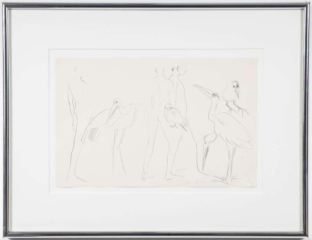 Mary Frank "Men and Birds" Lithograph, 1985 (1 of 6)