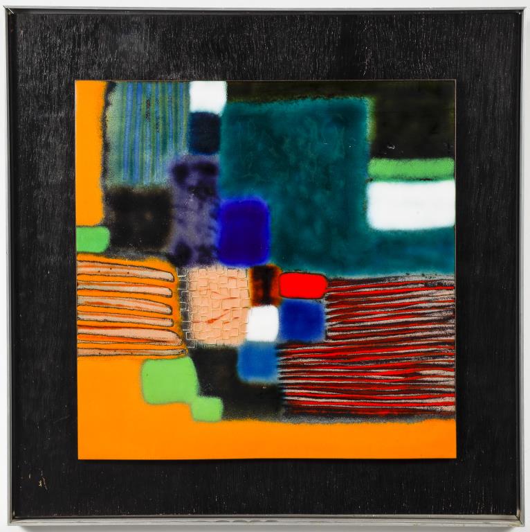 "Broken Yellow" Modern Enamel on Copper Plaque (1 of 7)