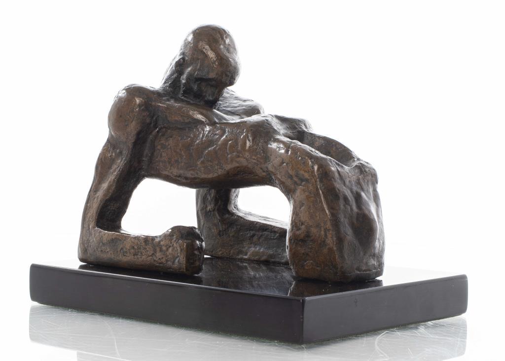 Modern Bronze Sculpture of Man Resting on Arms (1 of 15)