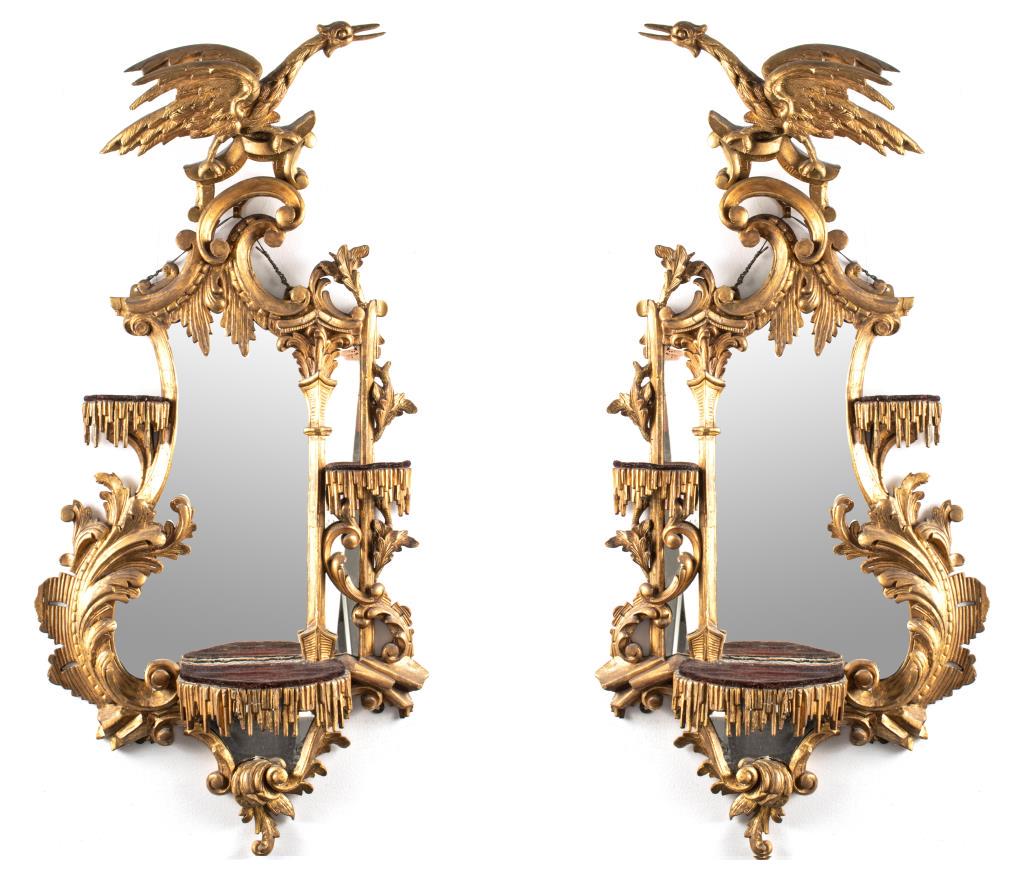 George III Style Chinoiserie Giltwood Mirrors, Pr (1 of 18)