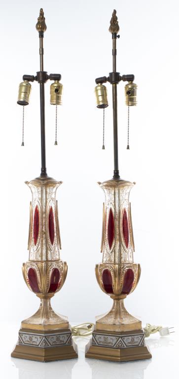 Bohemian Czech Crystal Table Lamps, Pair (1 of 6)