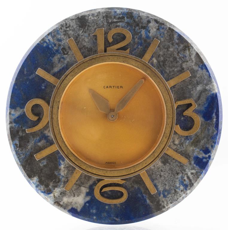 Cartier Lapis Lazuli & Gilt Metal Desk Clock (1 of 11)