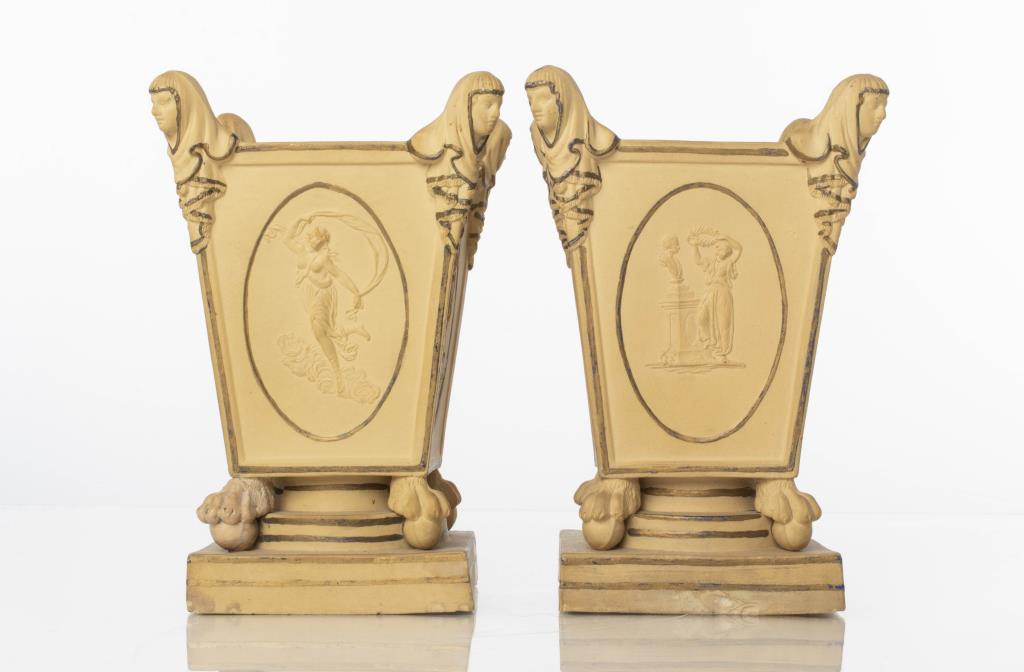 19th C. Neoclassical Parian Ware Cachepots, Pair (1 of 11)