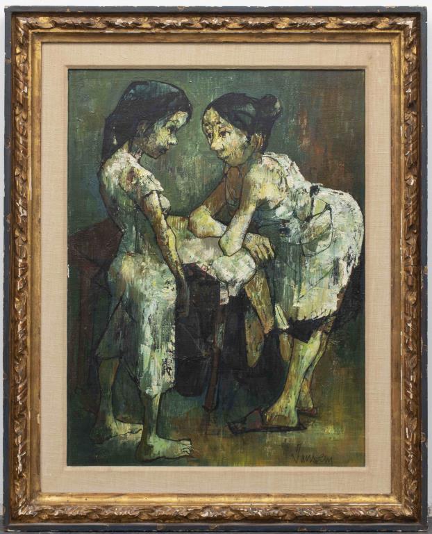 Jean Jansem "Two Figures" Oil on Canvas (1 of 6)