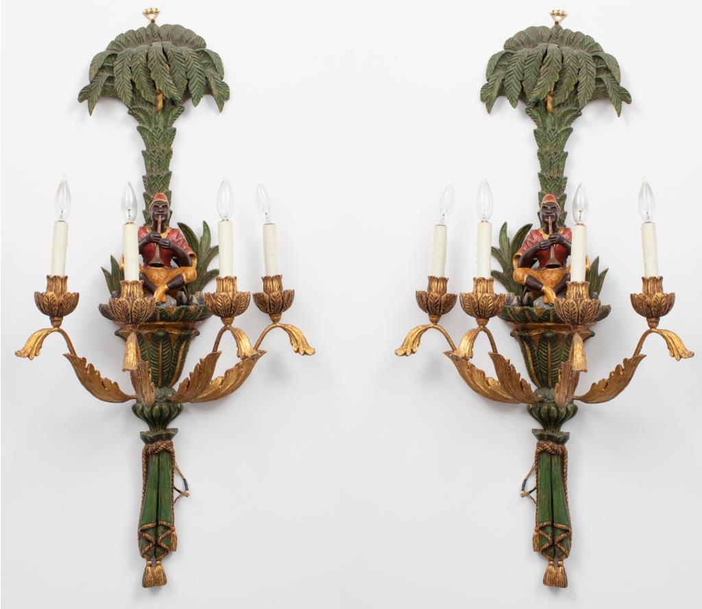 Venetian Rococo Parcel Gilt Figural Wall Sconces (1 of 20)