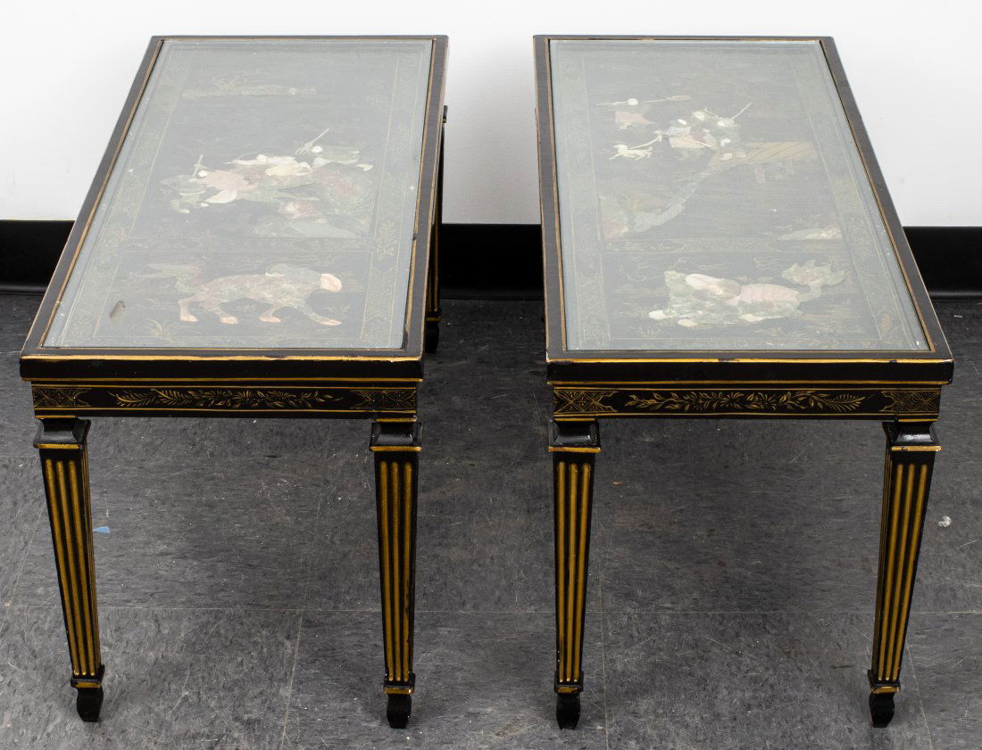 Chinese Hardstone Inlaid Side Tables, Pair (1 of 18)