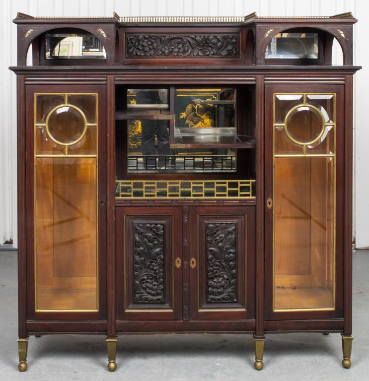 Aesthetic Movement Inlaid Hardwood Display Cabinet (1 of 11)