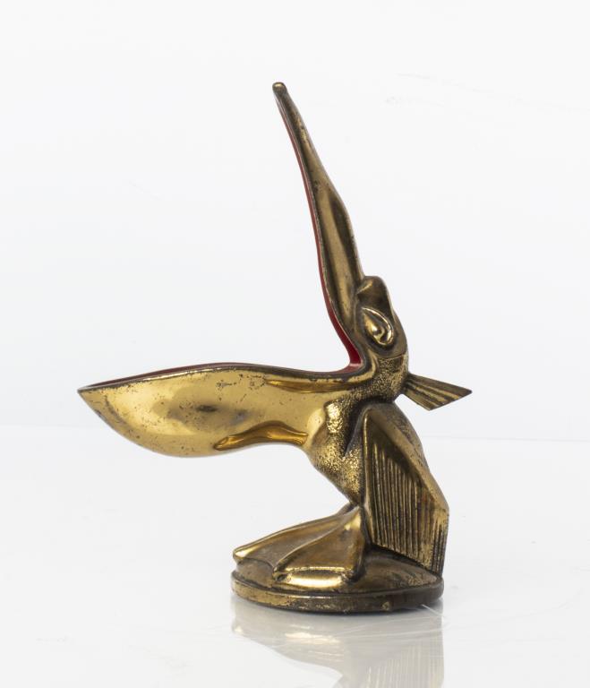 Art Deco Gilt Metal And Enamel Pelican Cigar Rest - 2
