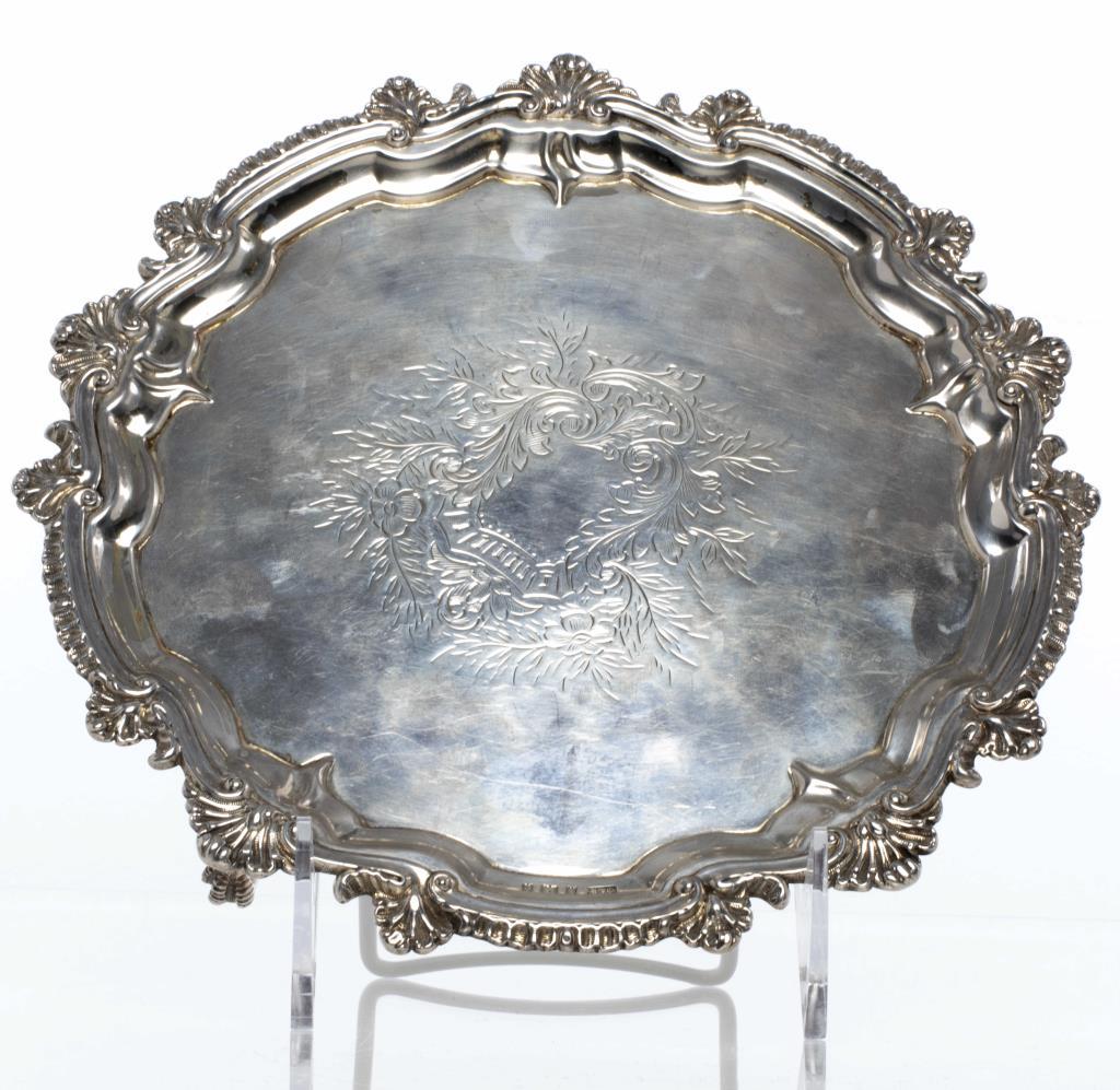 English Sterling Silver Engraved Salver (1 of 8)
