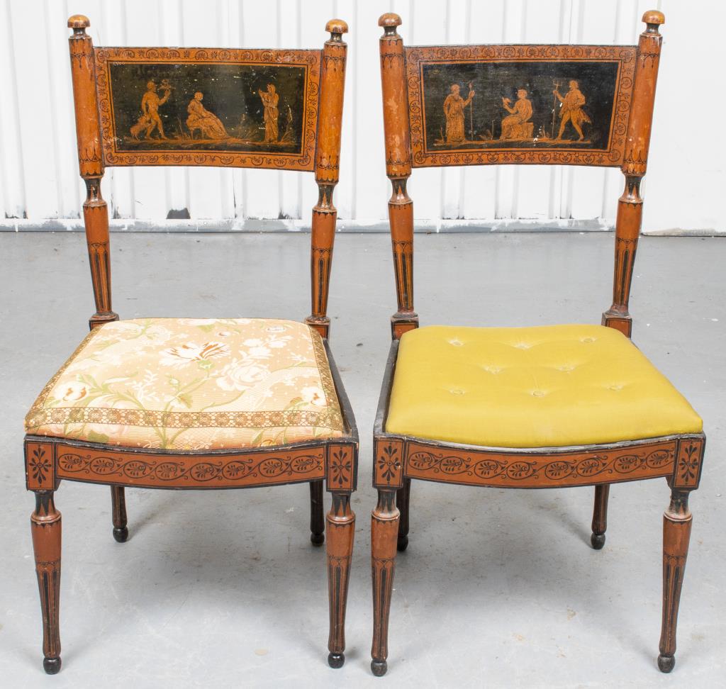 Regency Mythological Painted Side Chairs, Pair (1 of 12)