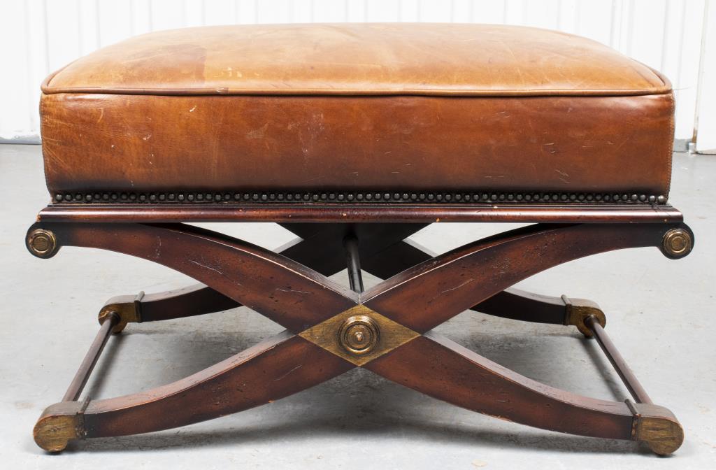 Regency Style Mahogany and Leather Ottoman (1 of 9)