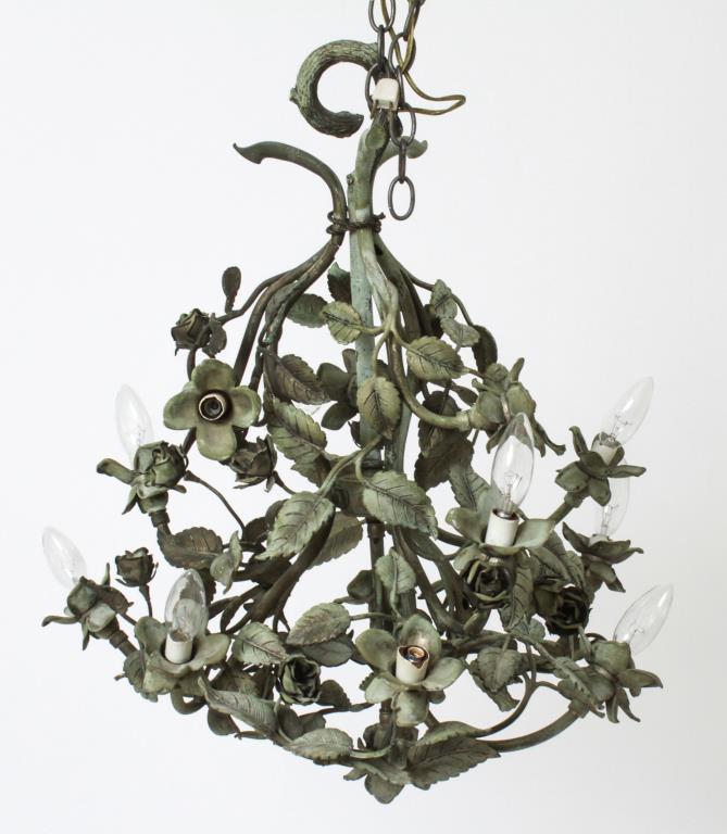 Twelve-Light Patinated Bronze Foliate Chandelier (1 of 8)