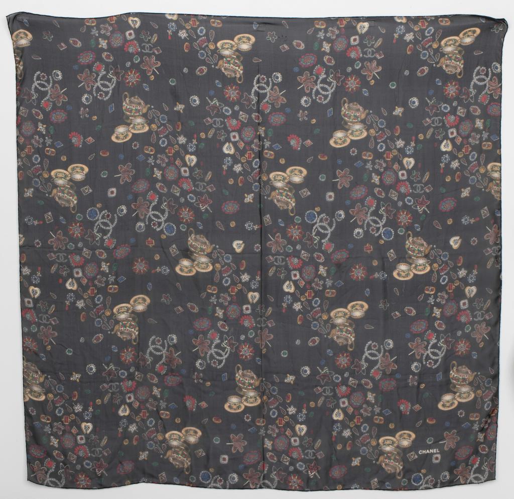 Chanel "Teacups & Jewels" Sheer Silk Scarf (1 of 5)