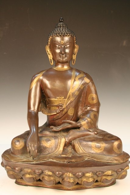 Contemporary Patinated Buddha Statue 20th C.