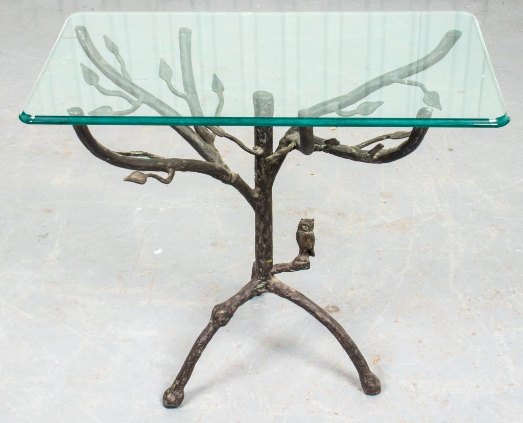 Giacometti Style Bronze & Glass Side Table (1 of 8)