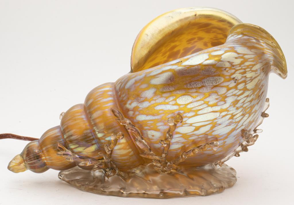Loetz Art Nouveau Glass Conch Shell Table Lamp (1 of 7)