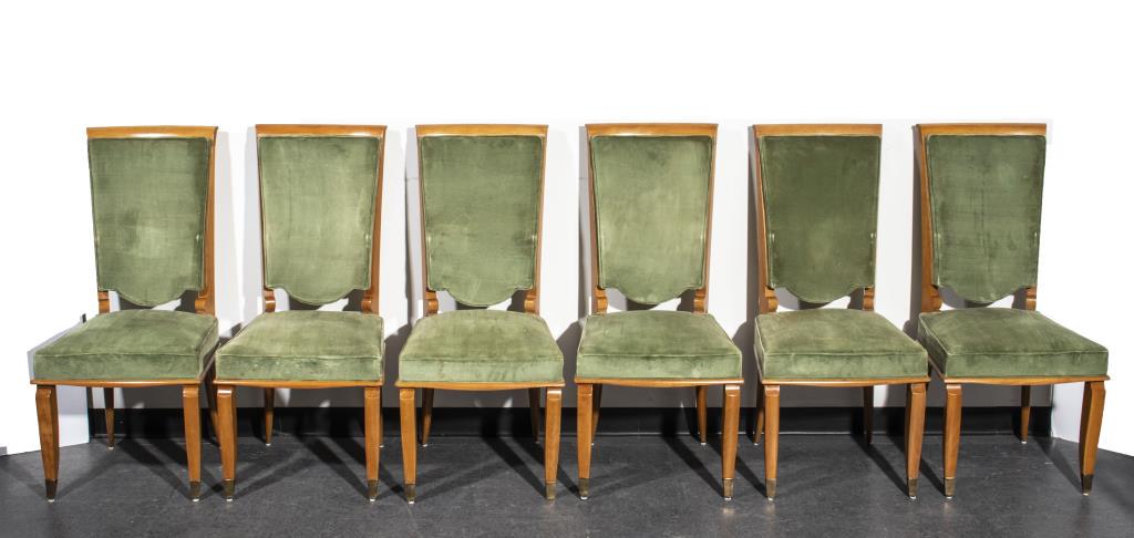 Art Deco Fruitwood Upholstered Dining Chairs, 6 (1 of 9)
