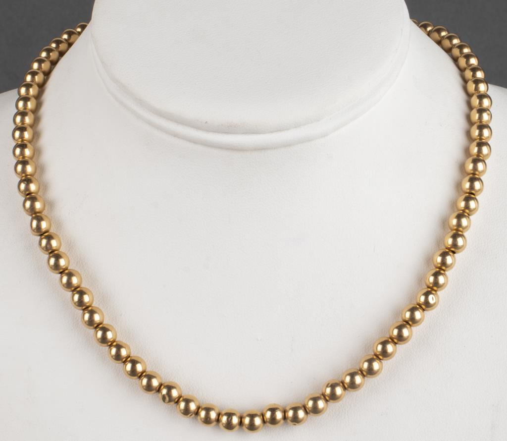 Vintage 14K Yellow Gold Bead Necklace (1 of 4)