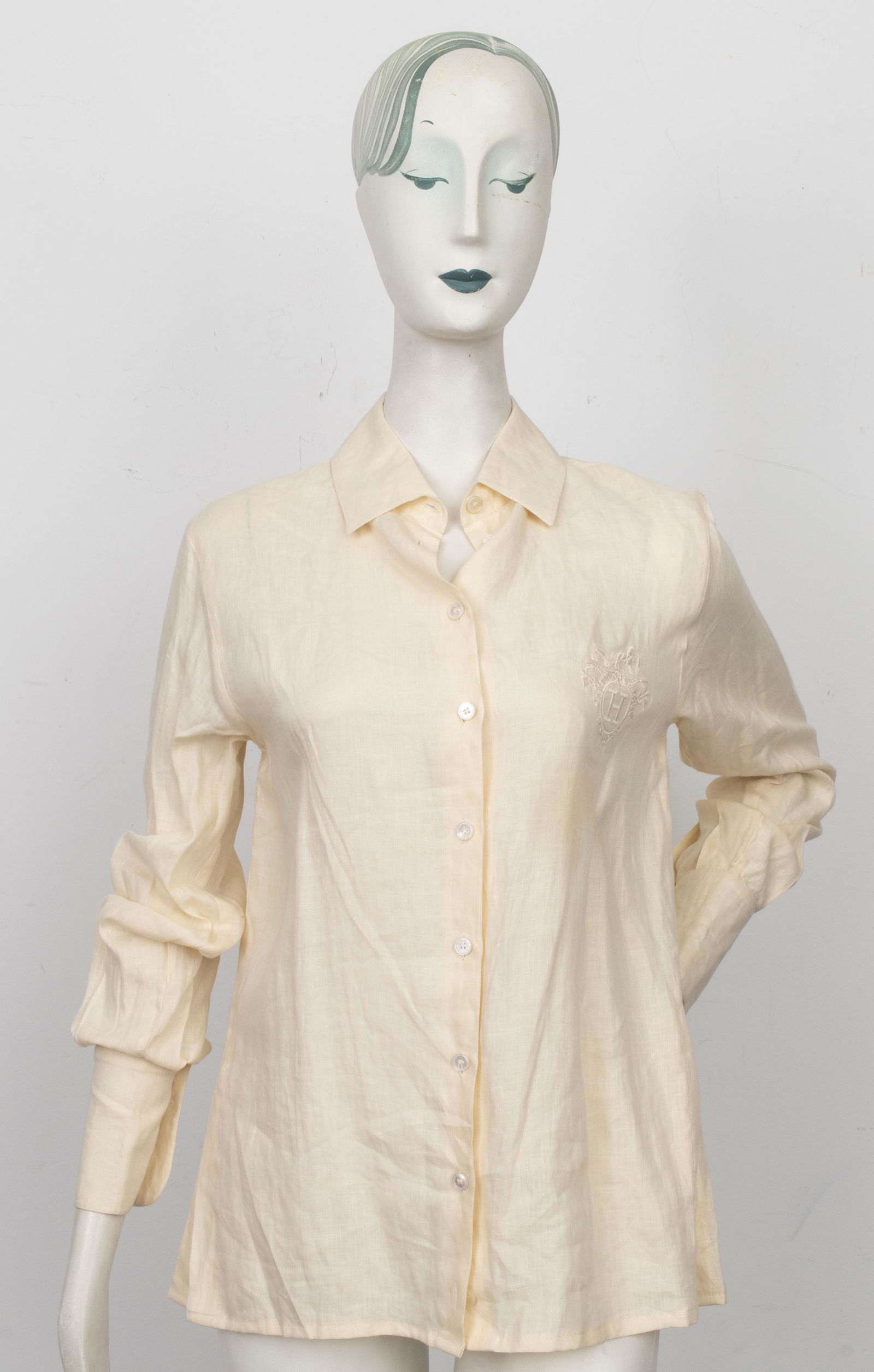 Hermes Beige Linen Button Down Shirt (1 of 9)