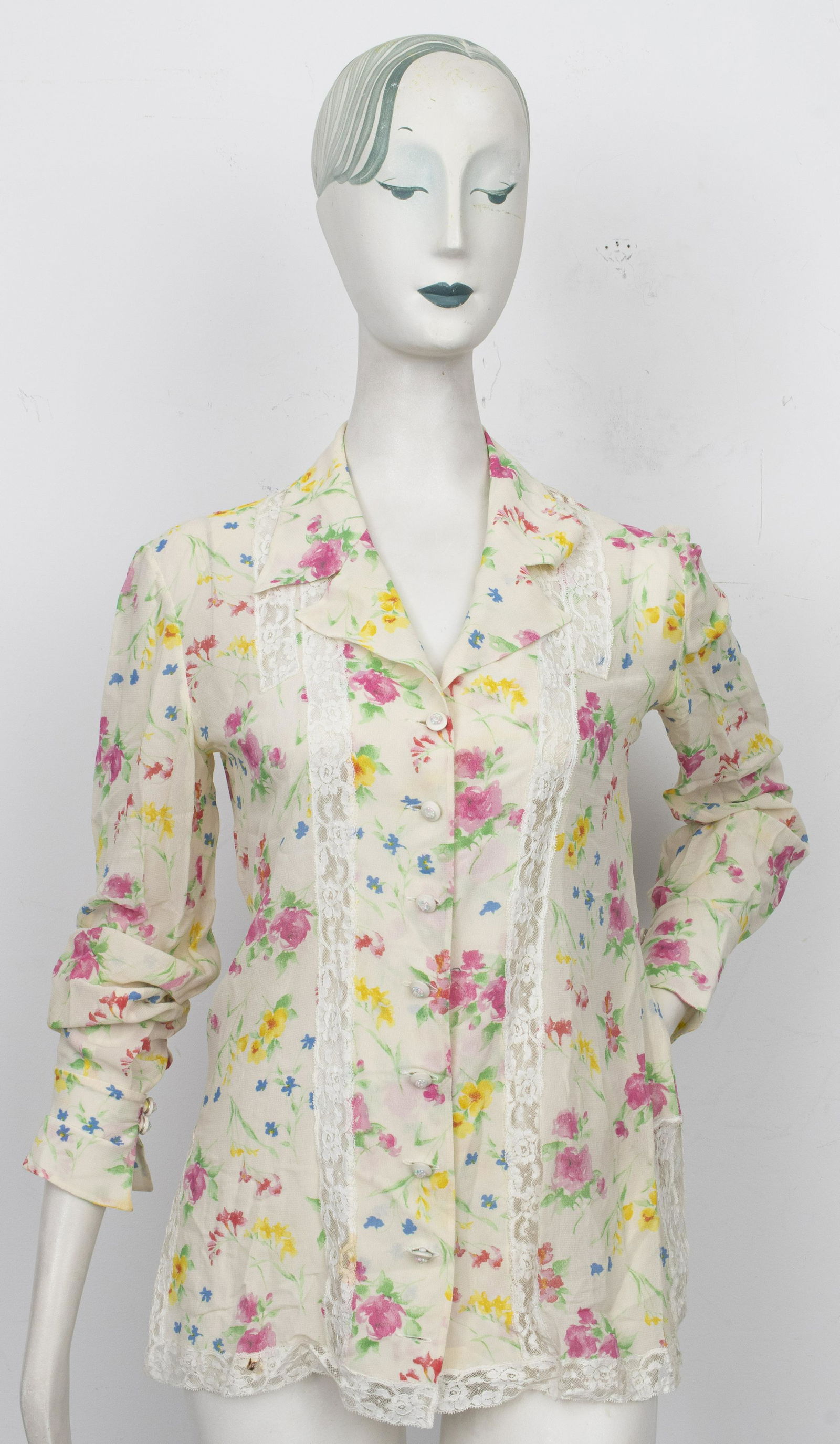 Emanuel Ungaro Lace Trimmed Floral Blouse (1 of 10)