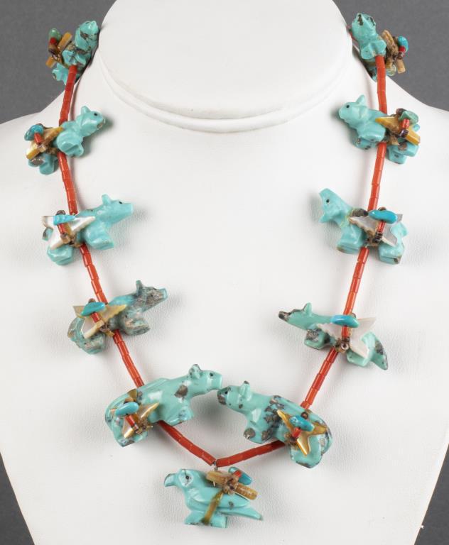 Zuni Silver & Multi-Stone Animal Fetish Necklace (1 of 6)