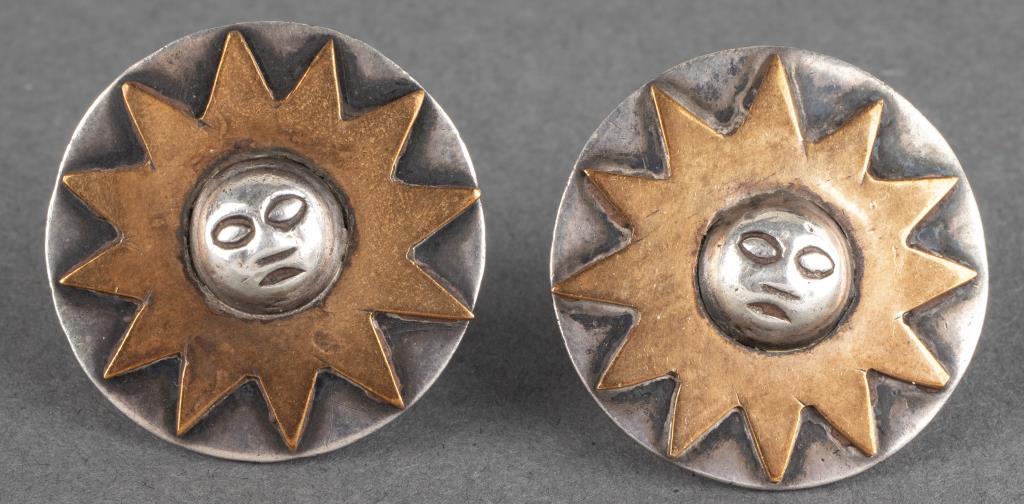 William Spratling Taxco Silver & Copper Earrings (1 of 4)
