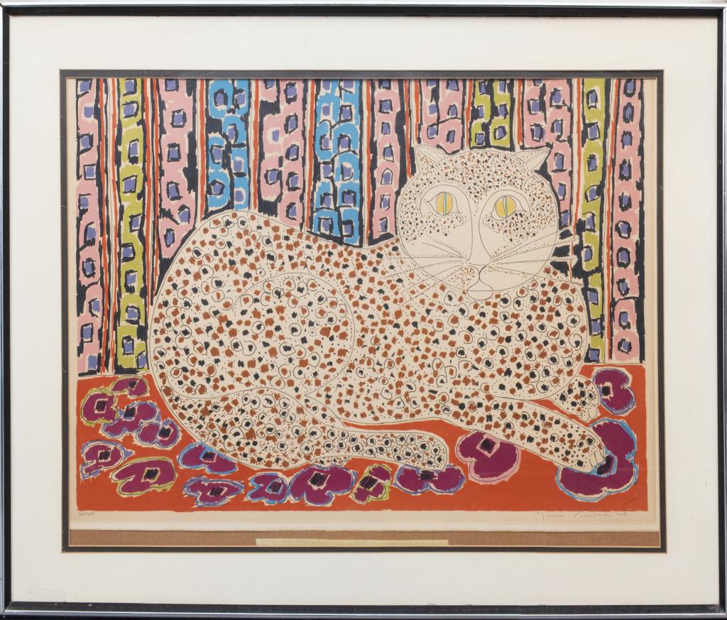 Gloria Vanderbilt "Speckled Cat" Serigraph (1 of 11)